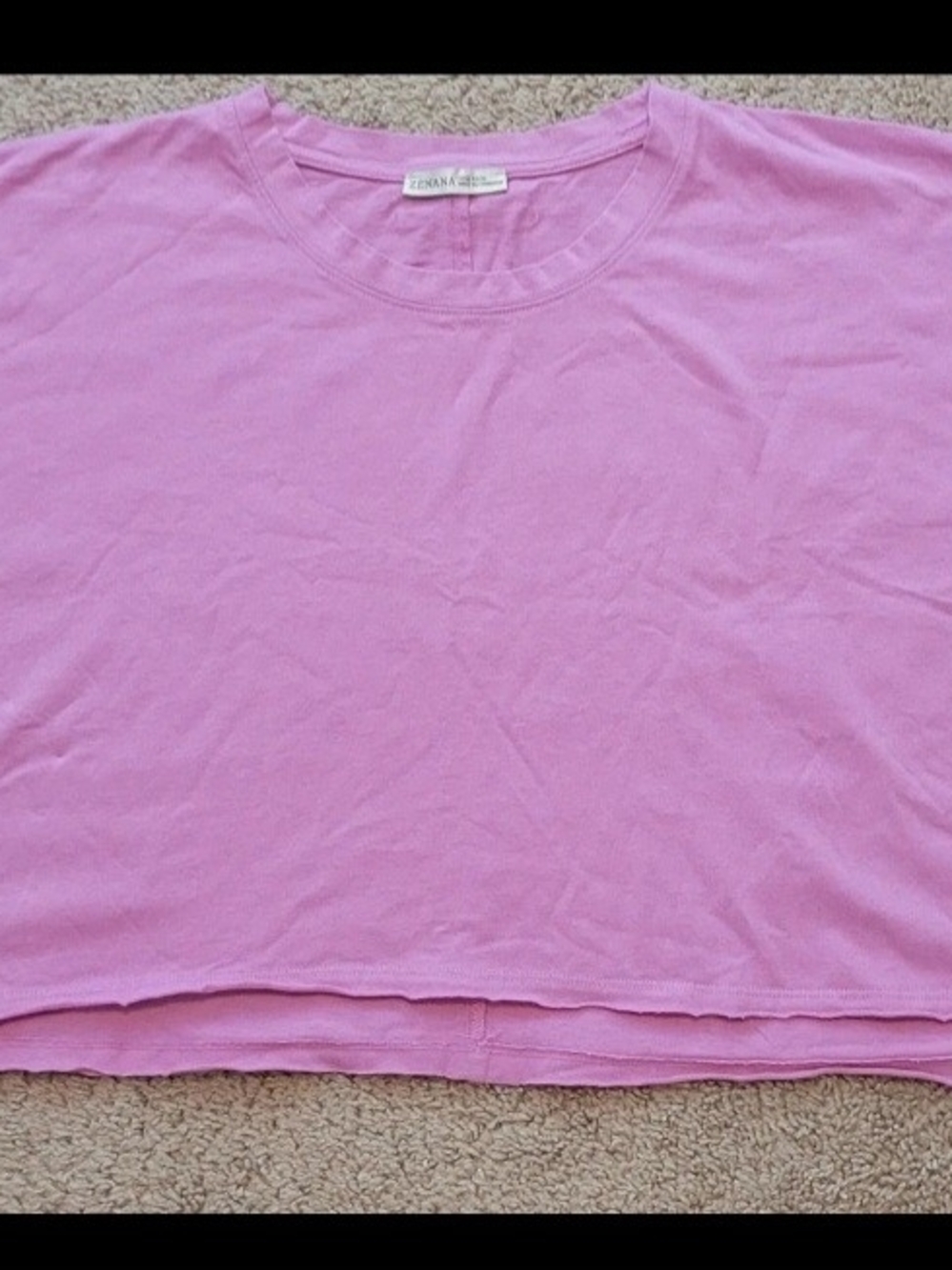 Zenana Pink Crew Neck Boxy Cropped Tee NWOT